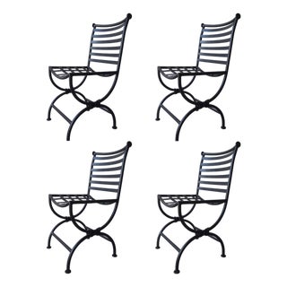 1960s Vintage Iron Garden Dining Chairs - 4 Available For Sale
