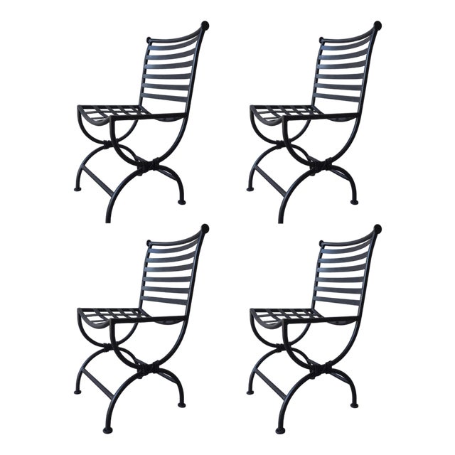 1960s Vintage Iron Garden Dining Chairs - 4 Available For Sale