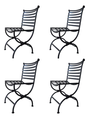 1960s Vintage Iron Garden Dining Chairs - 4 Available