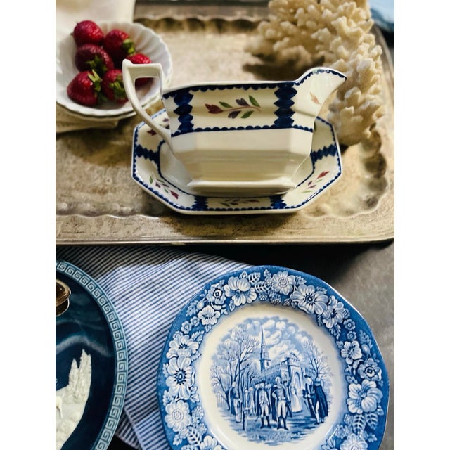 English 1990s English Ironstone Adams Lancaster Gravy Boat and Plate For Sale - Image 3 of 7