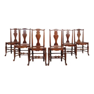 Set of Six Oak Lancashire English Chairs, 19th Century or Earlier For Sale