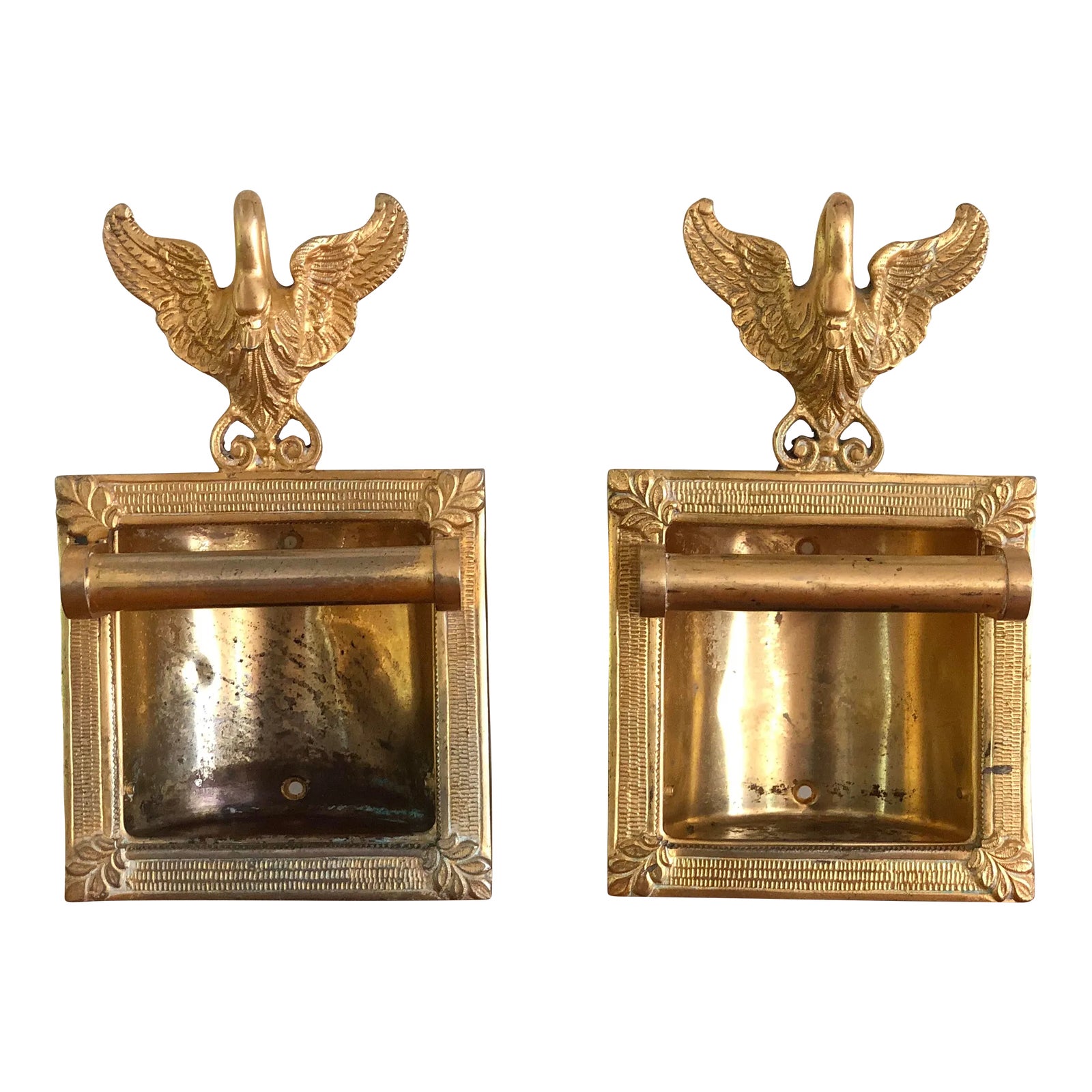 Vintage Gold Wash Cast Metal Swan Towel Holders - a Pair | Chairish