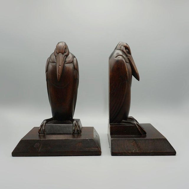 Carved Wooden Marabou Stork Bookends, 1930s, Set of 2 For Sale - Image 4 of 8