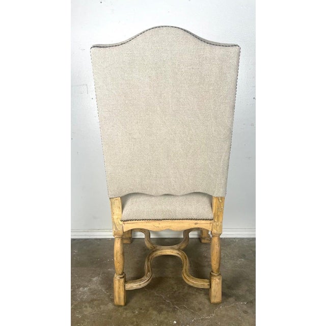 Set of Ten French Provincial Linen Upholstered Dining Chairs For Sale - Image 14 of 17