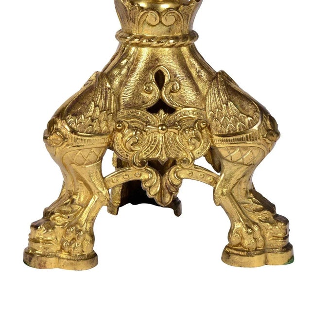 Gold 1890's Gilt Seven Arm Candelabra With Flower & Grape Motif - a Pair For Sale - Image 8 of 10