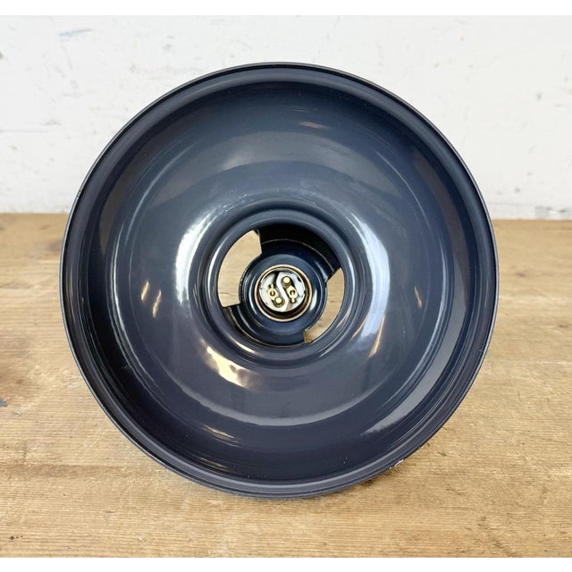 Vintage Industrial Grey Painted Ceiling Lamp For Sale - Image 11 of 16