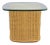 Rattan Wicker Organic Modern Side Table With Thick Glass Top For Sale
