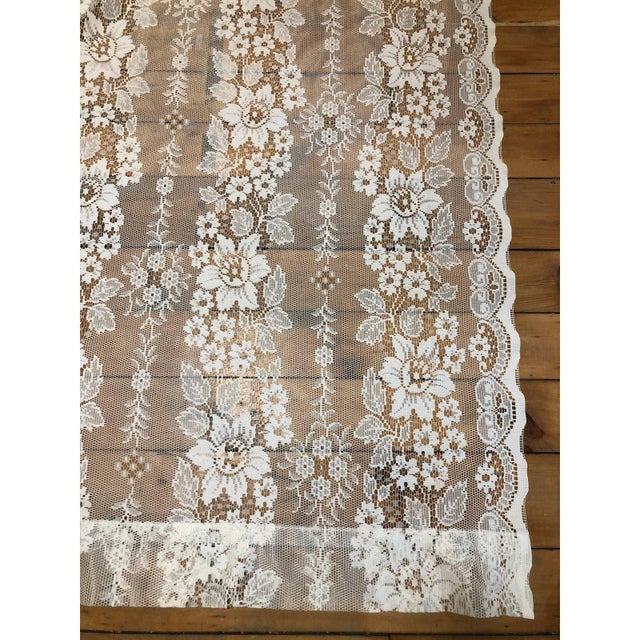 Vintage JC Penny Lace Window Curtain Panel 60" wide x 60" long good condition 60" wide x 60" long