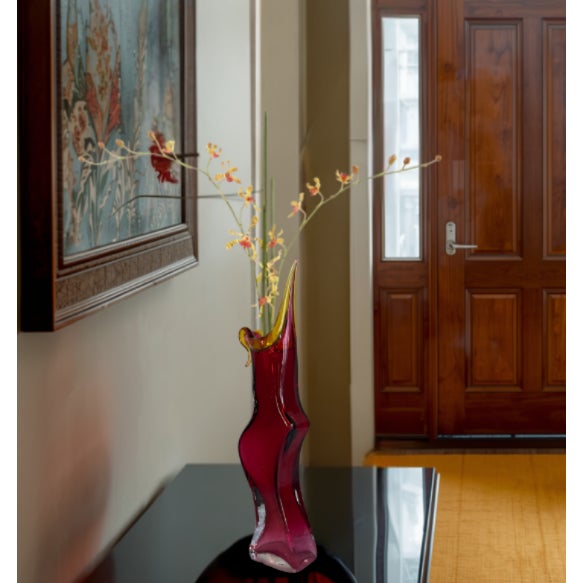 Hand‑blown in the 1980s and signed by American studio glass artists Kathy Young and Chris Constantin of North River Glass...