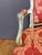 Pair of cabriolet chairs in polychrome beechwood, white and light blue, seat height 45 cm, upholstery and padding in very...