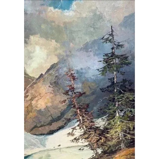 Cabin Cimon Della Pala Oil on Canvas by Ralph Q. Koid For Sale - Image 3 of 4