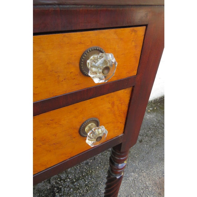 Empire Late 1800s Nightstand Side End Bedside Table With Glass Handles For Sale - Image 10 of 12