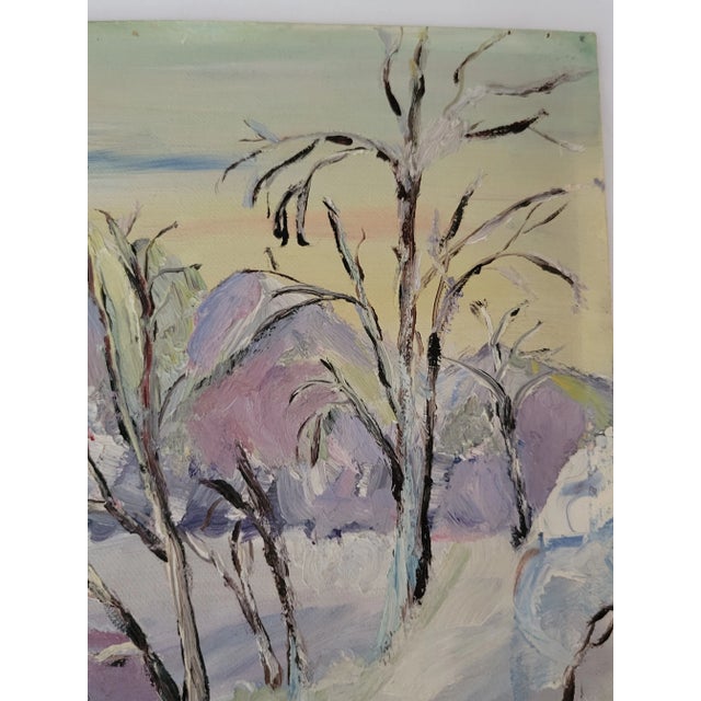 1954 Winter River Landscape Painting For Sale - Image 4 of 11