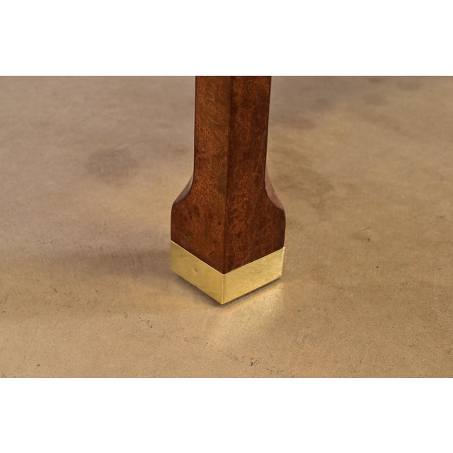 William Doezema for Mastercraft Mid-Century Modern Burl Wood Extension Dining Table, Newly Refinished For Sale - Image 9 of 15