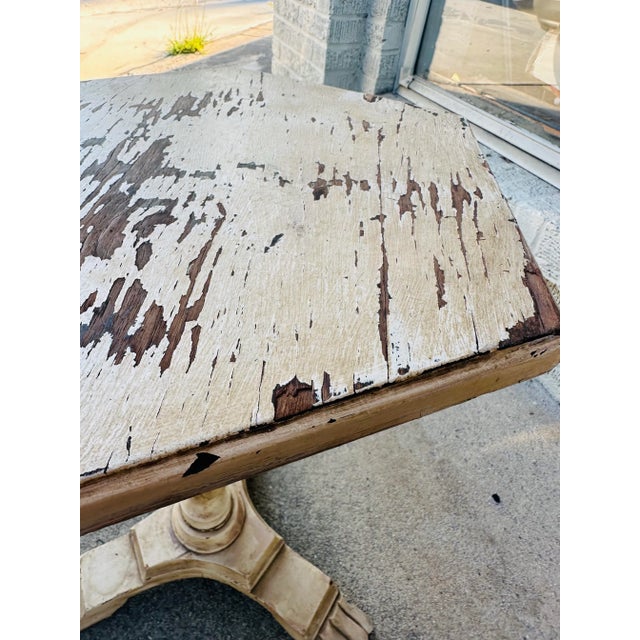Primitive Rustic Chippy Paint Wooden Side Table For Sale - Image 4 of 8