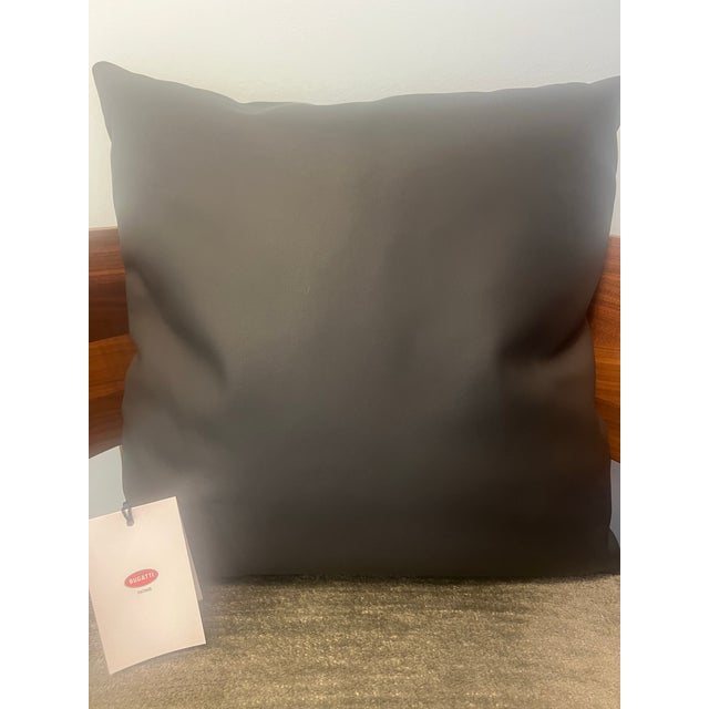 Modern Bugatti Ettore Bugatti Leather Cushion Anthracite Luxury Collection For Sale - Image 3 of 6