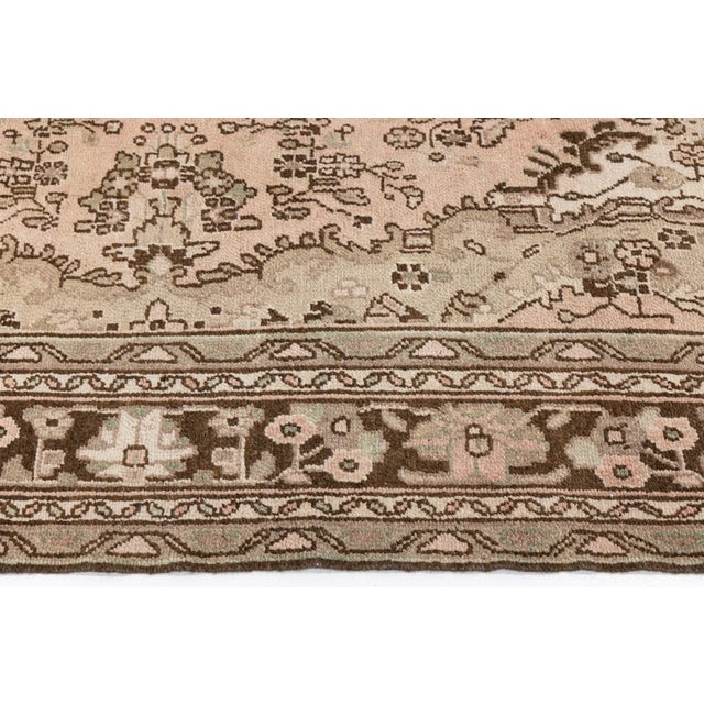 Vintage Hand-Knot Turkish Oushak Area Rug in Soft Blush, Taupe, and Espresso Brown For Sale - Image 4 of 10