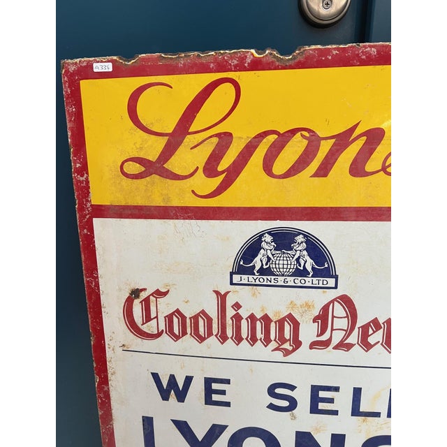 1940s Large Enamel Lyons Ice Cream Sign, 1940s For Sale - Image 5 of 11