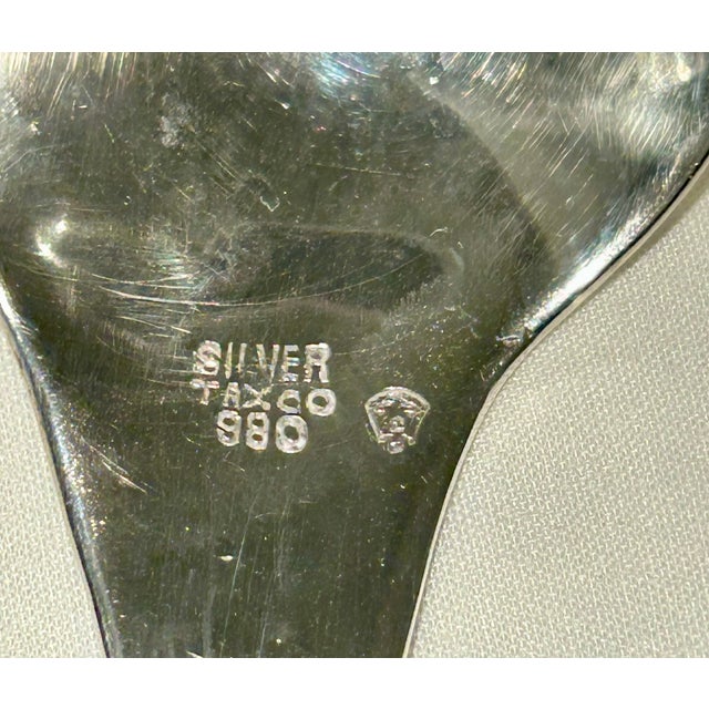 1950s Vintage Taxco Modernist 980 Fine Silver & Rosewood Salad Serving Set - 2 Pieces For Sale - Image 4 of 8