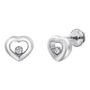 Chopard Happy Diamonds 18k White Gold Heart Stud Earrings 0.10 Carats-Set of 2
