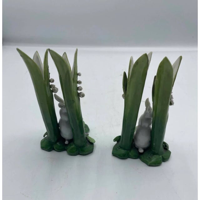 Ceramic Mid 20th Century Majolica Style Hare Vases- A Pair For Sale - Image 7 of 12