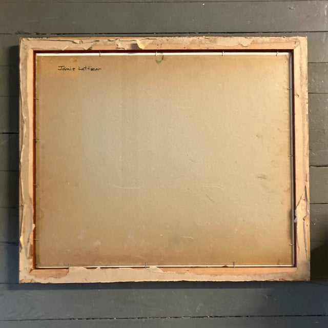 1960’s Vintage Impressionist Fall Landscape With Trees & Stream Painting Wood Frame For Sale - Image 4 of 4