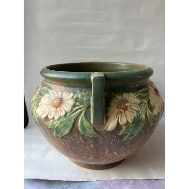 Roseville Dahlrose 1928 Vintage Pottery Jardiniere Planter For Pedestal 614 Great mold and color. Excellent condition....