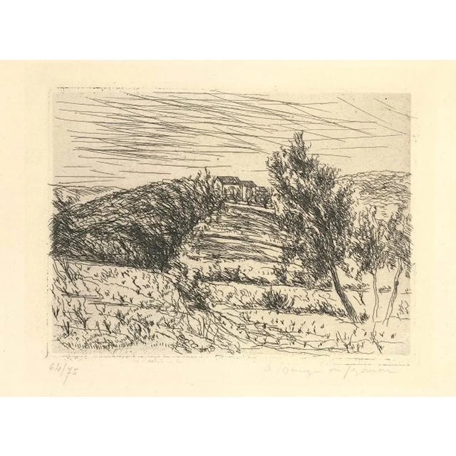 La colline de Sainte Anne - Original Etching by Dunoyer de Segonzac - 1925 1925 For Sale - Image 3 of 3