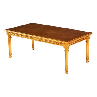 Handcrafted Italian Solid Cherry Coffee Table With 24k Gold Leaf Accents For Sale