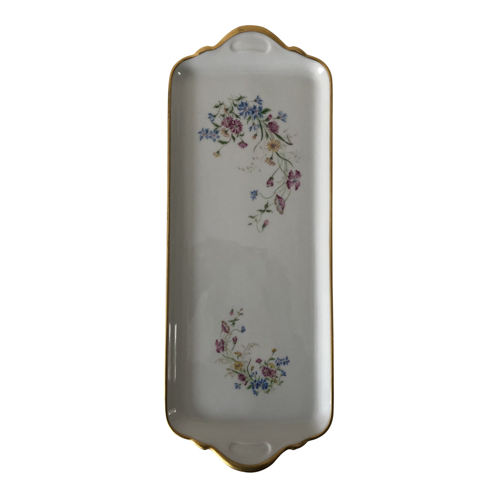 Vintage Tharaud Limoges Floral Sandwich Plate / Tray Chairish