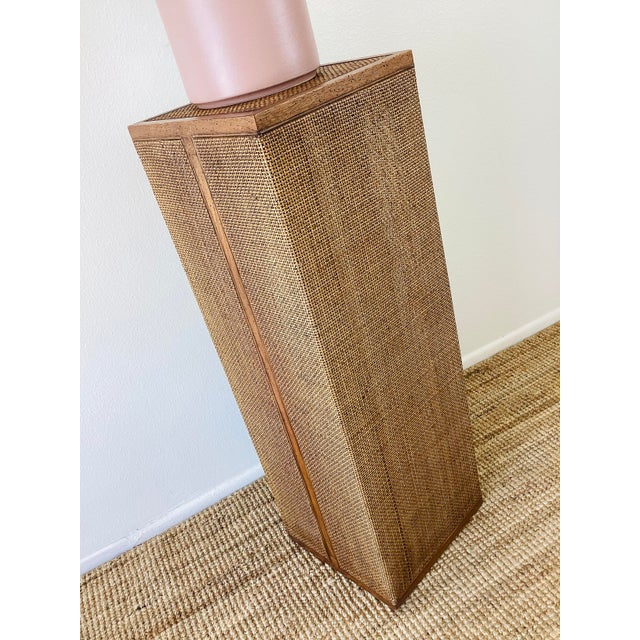 Brown Vintage 1970s Woven Rattan / Reed Tall Art Pedestal For Sale - Image 8 of 12