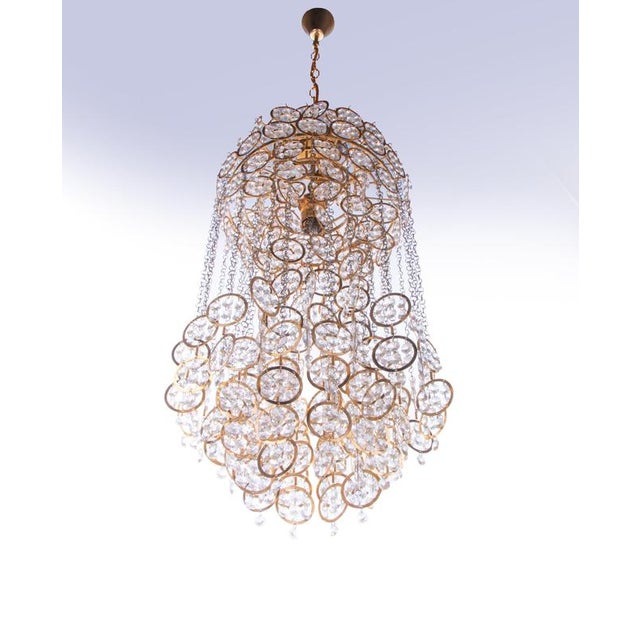 Cascading 28 Chandelier Swarovski Crystal and Gilt Brass by Kurt Faustig, Munich, 1970s For Sale - Image 9 of 14