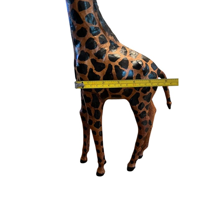 1970s Vintage Leather Wrapped African Giraffe Figurine 18” Tall. For Sale - Image 5 of 10