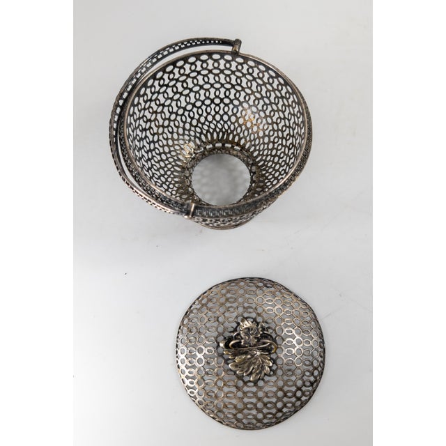 Silver 20th Century Silverplate Reticulated Openwork Decorative Basket or Candy Dish For Sale - Image 8 of 13