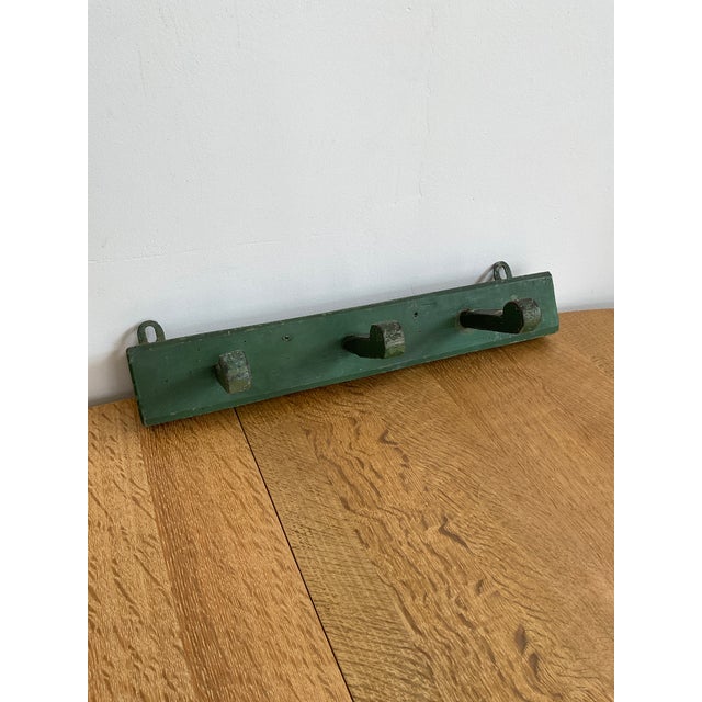 Antique Rustic Wooden Peg Hook in Green For Sale In Raleigh - Image 6 of 15