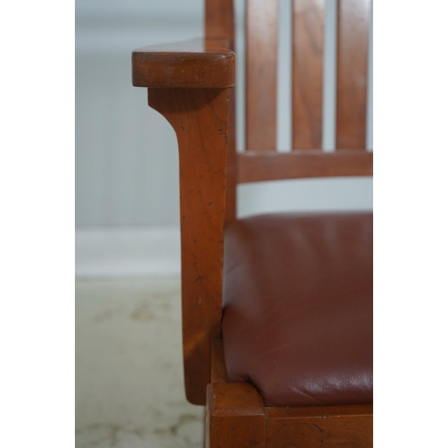 Set of 6 Mission Style Leather Seat Dining Chairs For Sale - Image 14 of 18