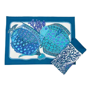 1980's Hermès "Poisson" Placemat & Napkin