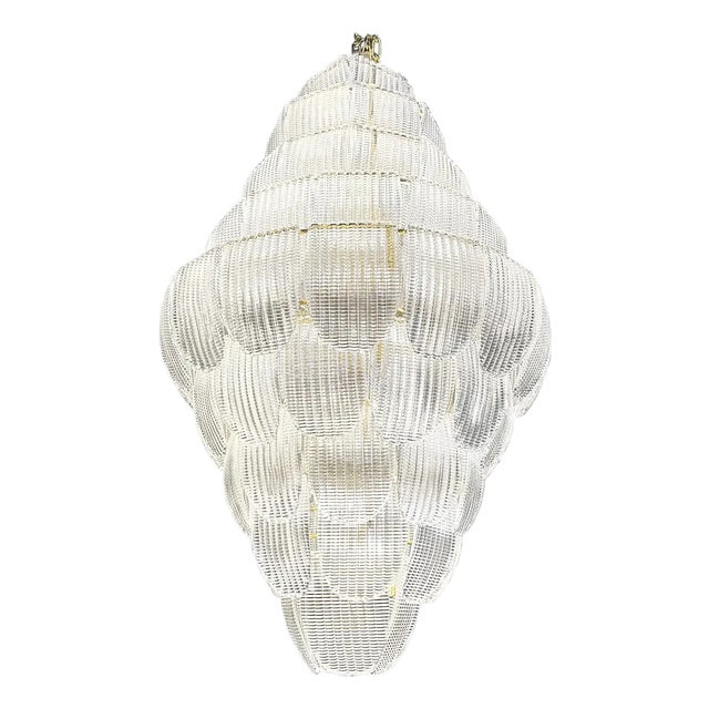 Italian Petals Murano Glass Chandelier in Transparent Diamanté Glass by Simoeng For Sale