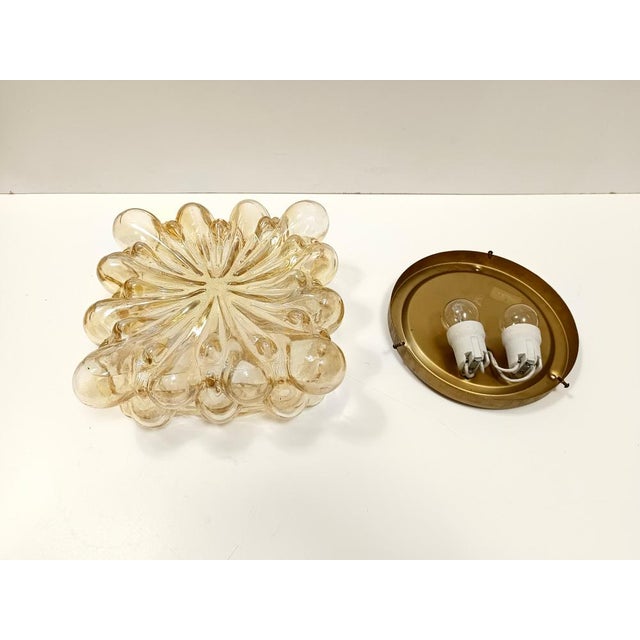 Gold Ceiling Light in Amber Glass and Gold Varnished Metal by Helena Tynell, 1970s For Sale - Image 8 of 11