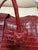 Animal Skin Embossed Crocodile Travel Satchel Bag, Maroon For Sale - Image 7 of 13