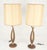 Pair of Mid Century Modern Oiled Walnut Turned Bases c1970s Table Lamps MINT