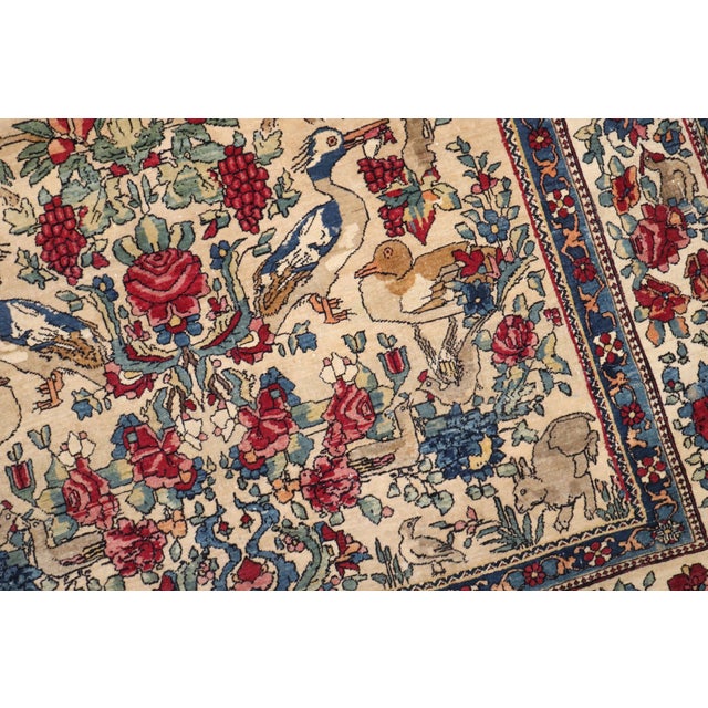 Persian Late 19th Century Zabihi Collection Botanical Animal Persian Tehran Rug - 4'8" x 7'4" For Sale - Image 3 of 12