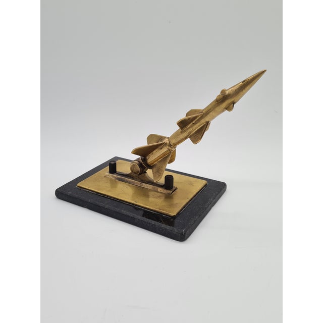 Space Age Rocket Figurine in Bronze Gold on Black Marble, 1970s For Sale - Image 9 of 9