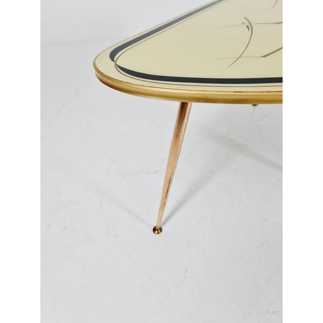Metal Mid-Century German Tripod Glass & Brass Coffee Table ffrom Ilse Möbel, 1950s For Sale - Image 7 of 11