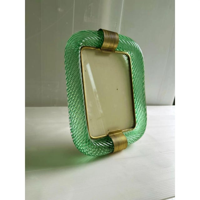 Green Green Torchon Picture Frame in Murano Glass and Brass by Simoeng For Sale - Image 8 of 9