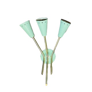 Brass & Cones Wall Light, 1950s For Sale