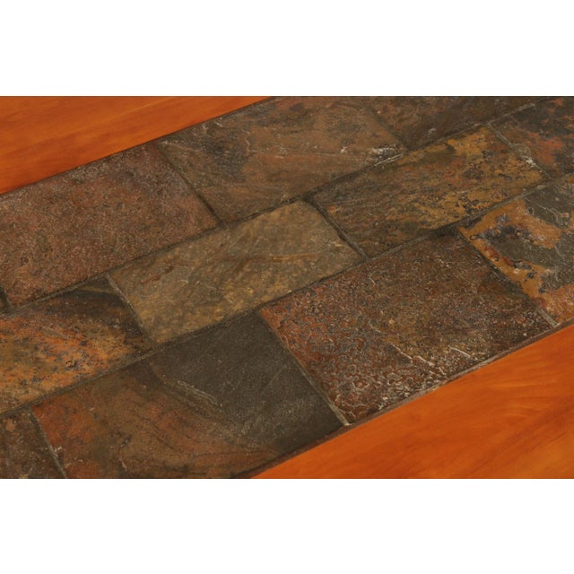 Studio Custom Crafted Slate Top Cherry Trestle Dining Table For Sale In Philadelphia - Image 6 of 13