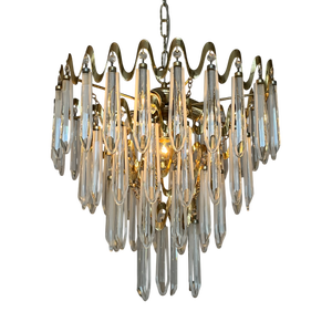 Vintage Art Deco Style Crystal Chandelier, 1970s