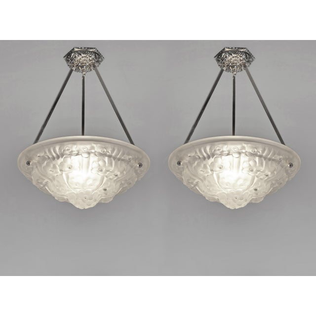 French Art Deco Pendant Light by Degue 1930 France - 2 Available For Sale - Image 12 of 12