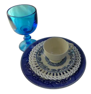 Vintage Mismatched Lunch Settings - Set of 5